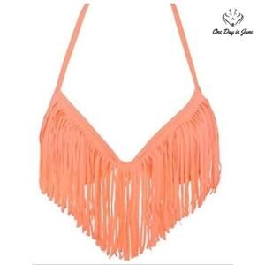 Luli Fama Cosita Buena Fringe Underwire Bikini Top Swimsuit Size XS